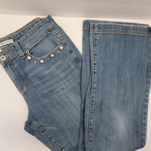 Tommy Hilfiger Womens Studded Medium Wash Bootcut/Flare Blue Jeans Size 12 Tall